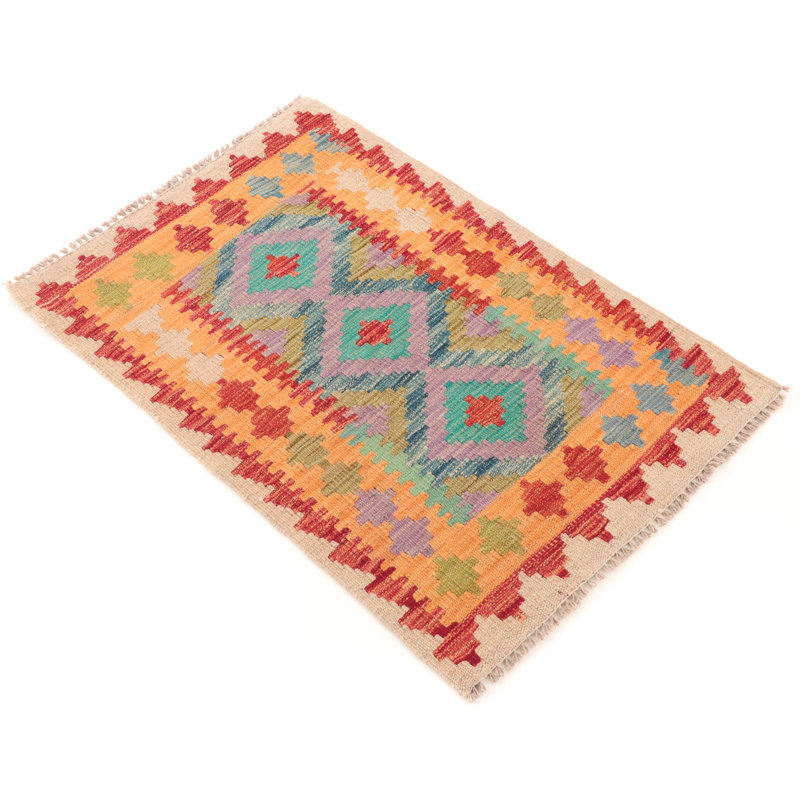 Rectangle 60 cm x 90 cm Wool Hand Woven Kilim Area Rug
