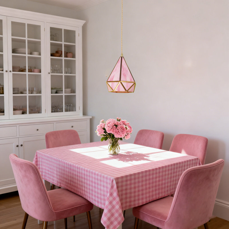1 -Light Single Retro Pink Glass Pendant