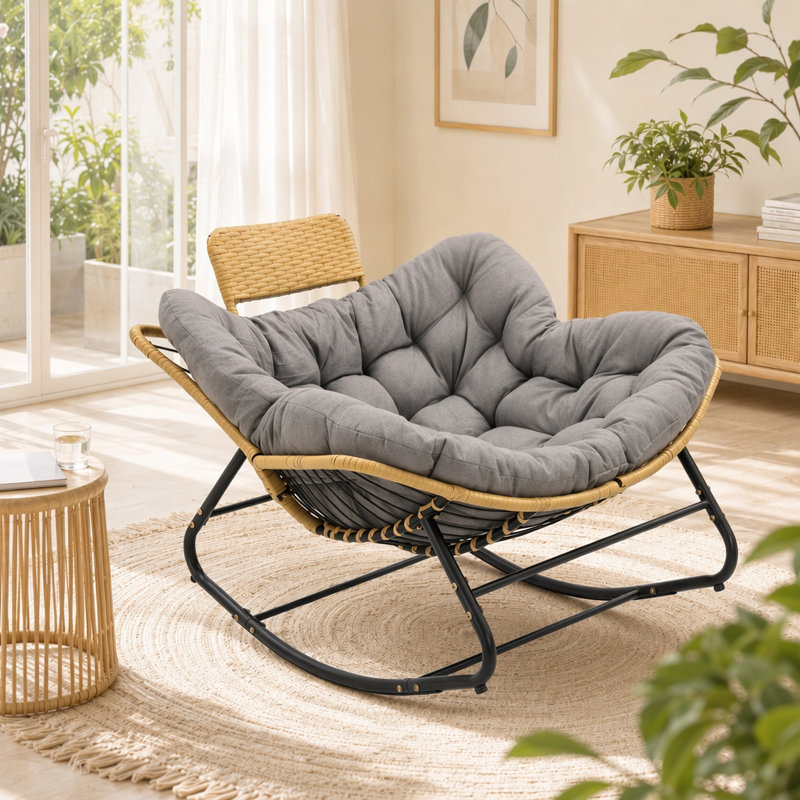 Chaise d'extérieur en osier, Grey