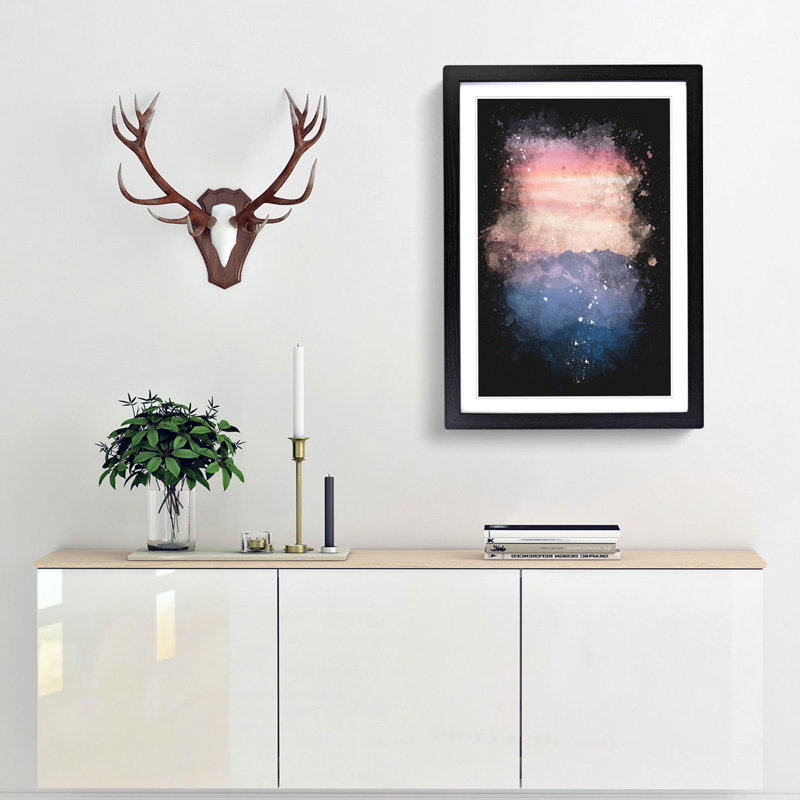 Swiss Mountain - Picture Frame Painting Print, Black Framed, 63cm H x 45cm W x 2cm D