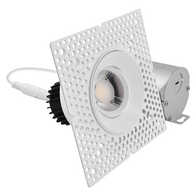LUXRITE 3-Inch LED Adjustable Trimless Spotlight With J-Box, Push N’ Lock, 5CCT, 12W, 1100LM, CRI90, Dual Dimmable, 38° Beam, IC Rated, Damp Rated
