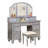 Transitional Style 1Pc Vanity W/ Stool Set Knob Handles Storage Drawers 3-Sidded Mirror Bedroom Furniture-1365657504