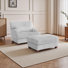 Ermia Modern Faux Fur Chaise Lounge Chair with Movable Ottoman and Pillow