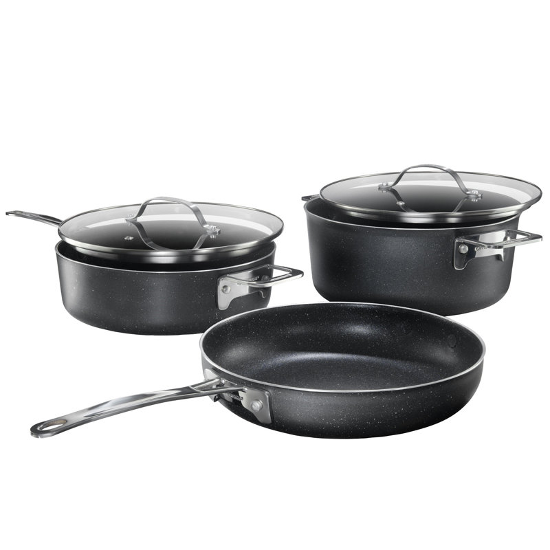Granitestone Stackable 5 Piece Space Saving Nonstick Cookware Set, Oven & Dishwasher Safe
