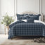 Shay Window Pane Dark Denim Cotton Comforter Set  8 Piece-39251237