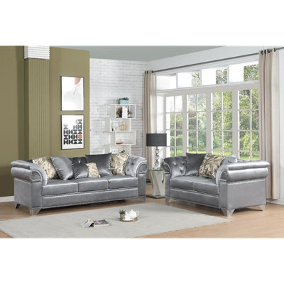 Emma Black Velvet Sofa & Loveseat