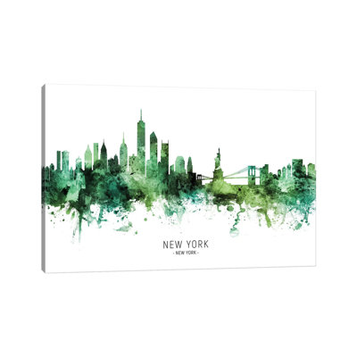 «New York New York Skyline Green» par Michael Tompsett, impression sur toile tendue
