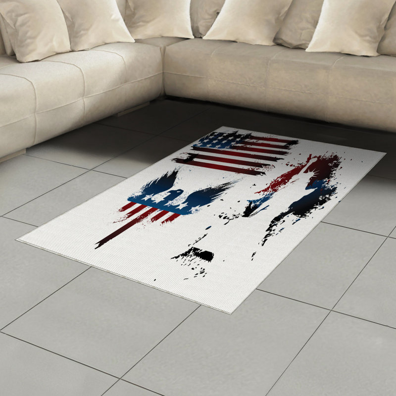 American Flag High Density Long Fiber Poly Threads Decorative Area Rug Carpet, Rectangle 4' x 5'8"