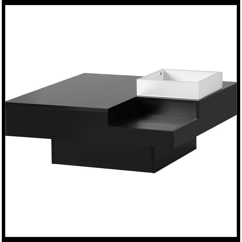 Table basse carrée Jaycelynn, Noir / blanc