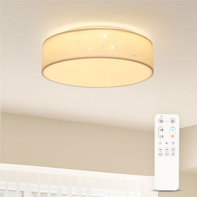 Deontee 14.96'' Linen Dimmable Flush Mount Lighting with Remote and APP