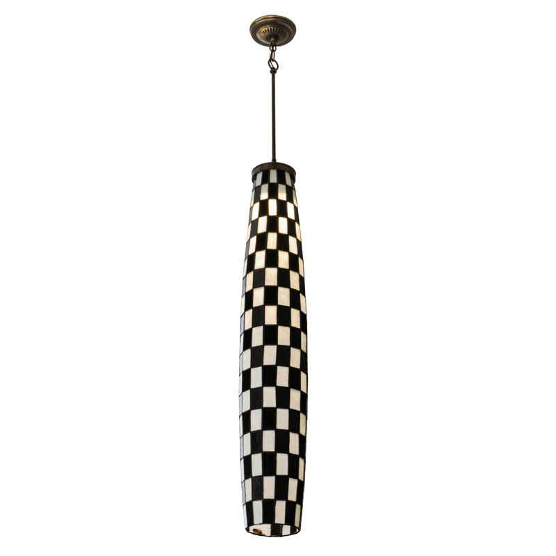 Luminaire suspendu cylindrique à 2 lumières, Noir et blanc