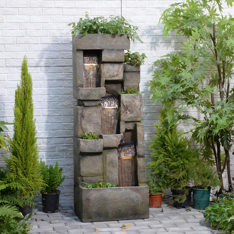 Lighted Weather-Resistant Outdoor Floor Fountain