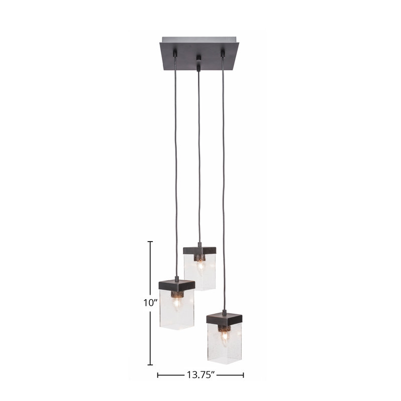 Luminaire suspendu grappe 3 lumières Nouvelle, Espresso, Clair
