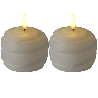 Set of 2 Swirl Orb LED Wax Figurine