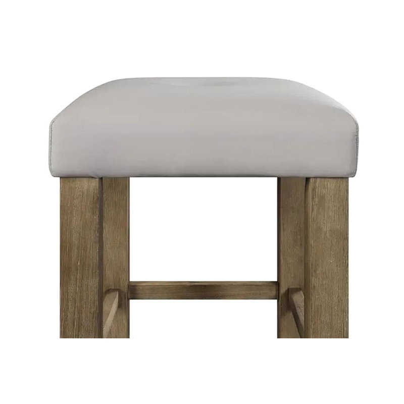 Counter Height Stools Of 2 In Gray And Oak Tapered Leg Design With Button Padded Pu Leather Seat For Home Dining Rectangular A Memorable Meal
