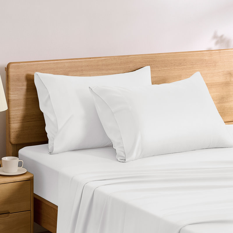 TOSMO Bamboo Viscose Sheets, Classic White, Full Sheet Set with 2 Pillowcases