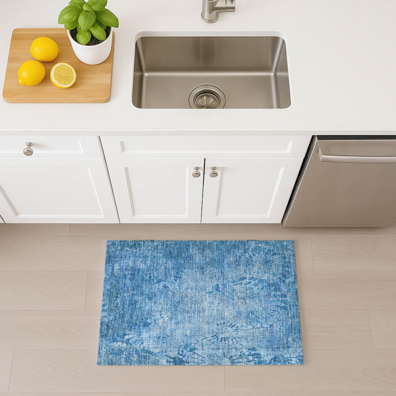 Tapis floral intérieur / extérieur lavable à la machine Derrick ACN2224, Rectangle 1 pi 8 po x 2 pi 6 po