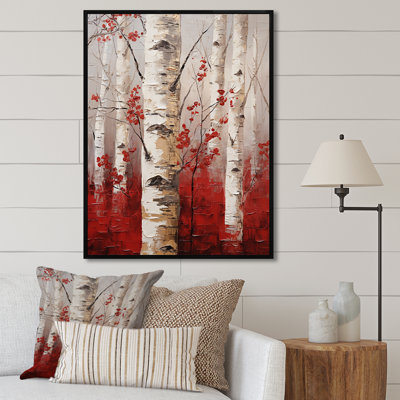 «White and Red Birch Wood In Winter V», impression sur toile de bouleau