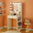 Manufactured Wood Makeup Vanity with LED Mirror and Storage Shelves -1568774957