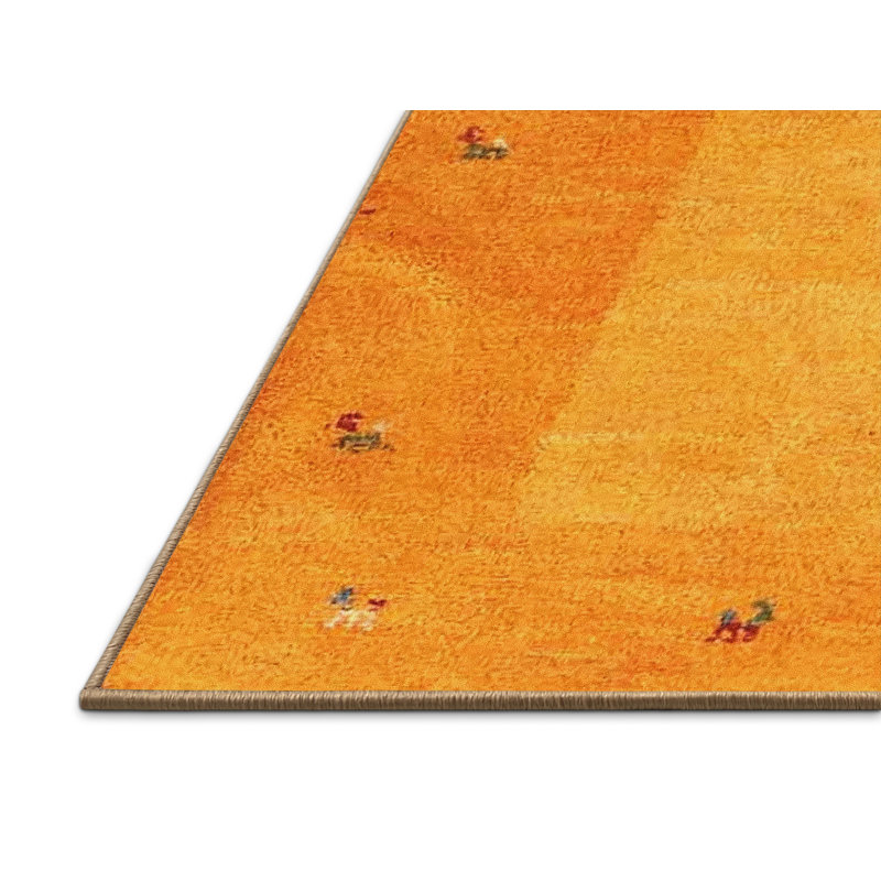 Tapis de zone jaune contemporaine, Rectangle 5 pi x 7 pi