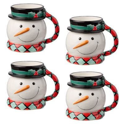Ensemble de 4 tasses 3D 17 oz - Christmas Whimsy Snowman
