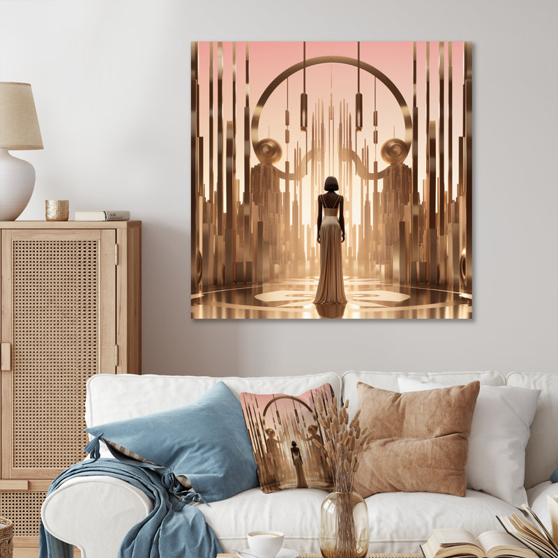 Art nouveau, Dame de la nuit sur toile, Toile tendue, H 24 po x l 24 po