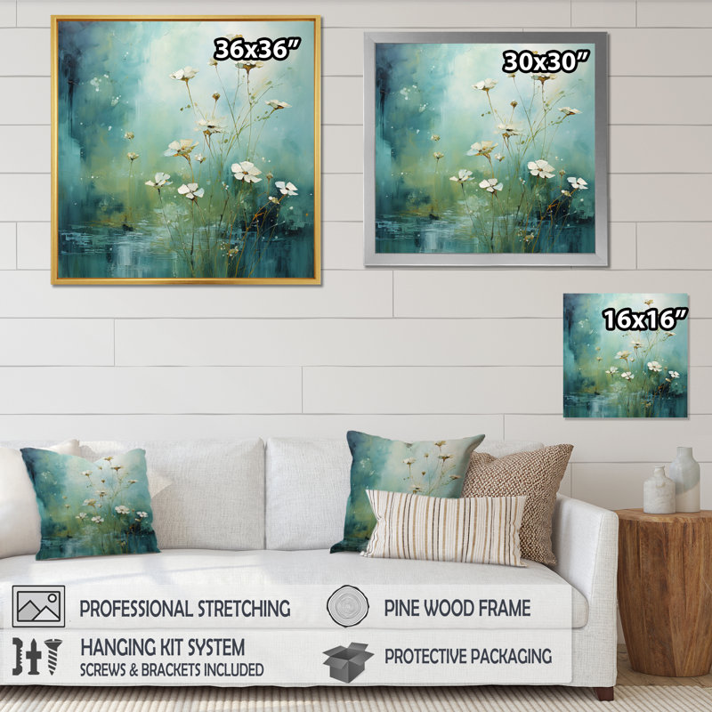 " Misty Meadow IV ", Gold Floater Framed, 24" H x 24" W x 1" D