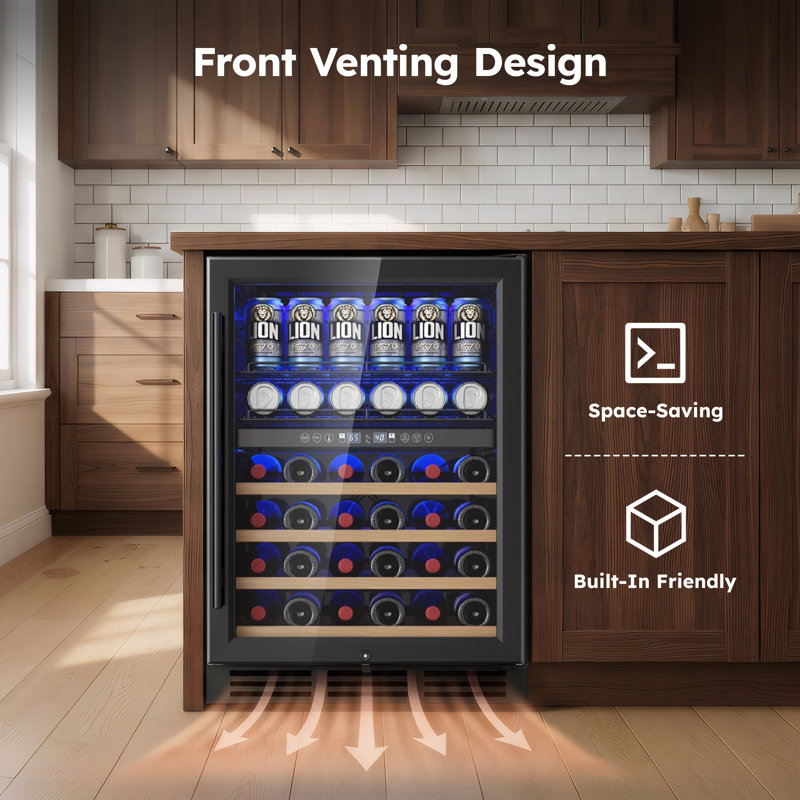 Simzlife 30 Bottles And 63 Cans Dual-Temperature Zone Freestanding Wine Cooler Freestanding/Built-In/Under Counter Cooler 