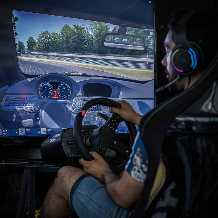 Inbox Zero Racing Simulator Cockpit with Monitor Stand Racing Wheel Stand