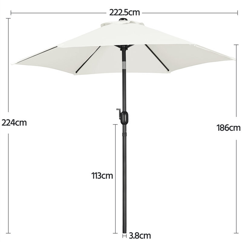 2.3m Garden Parasol Umbrella, Cream