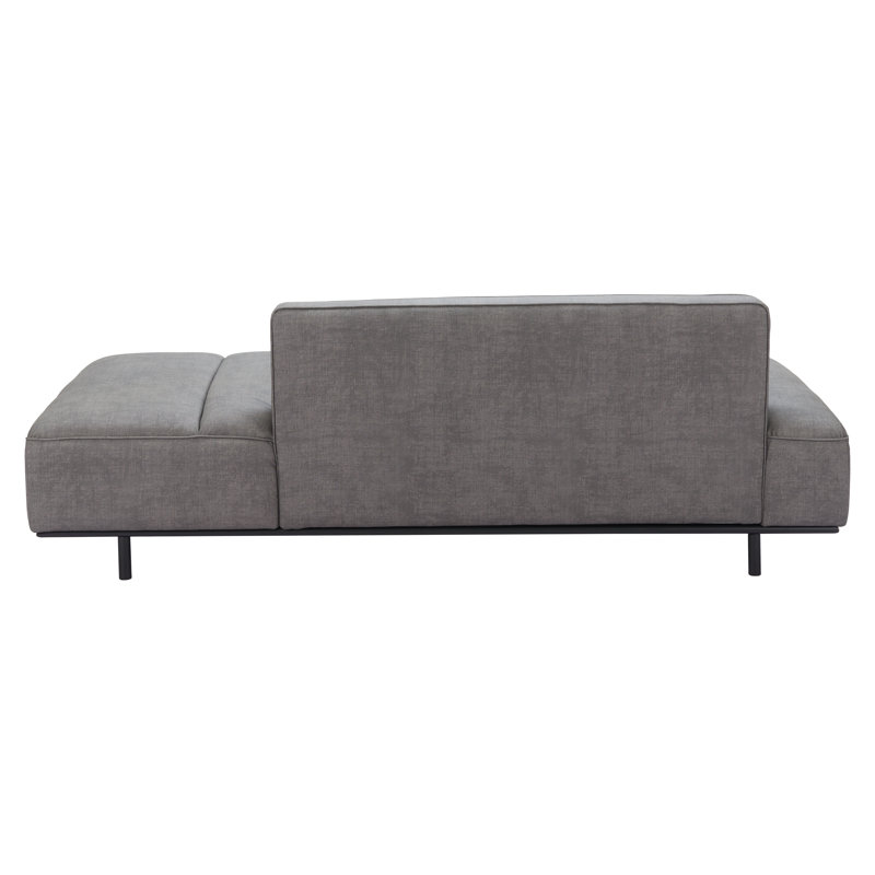Gray Faux Leather Armless Sleeper Sofa with Metal Legs