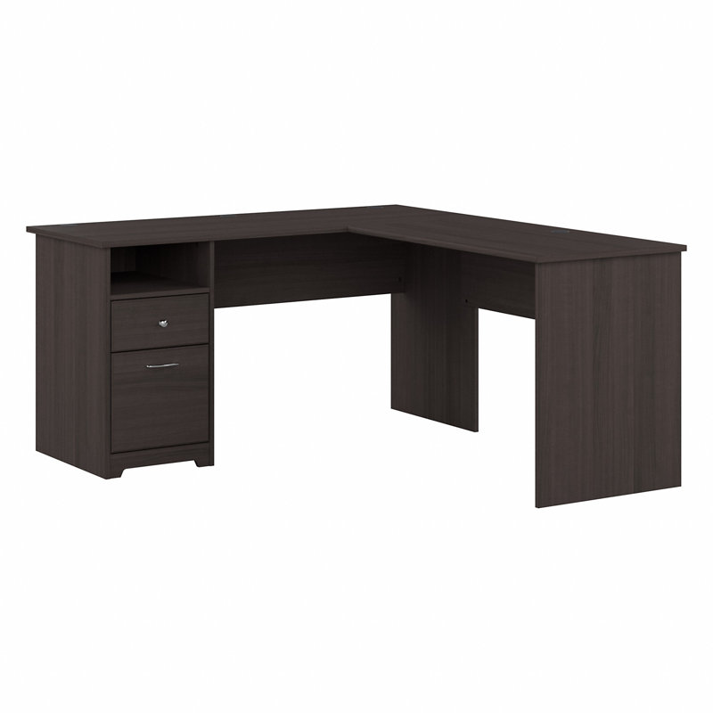 Bureau d'ordinateur en L Ozro, H 30 po x l 60 po x P 65,2 po, Gris chiné