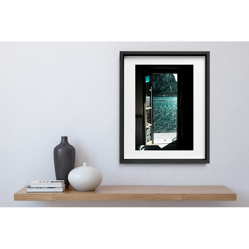 Terrazza Del Lago Print by Joseph Regan, Black, 16" H x 14" W x 0.75" D