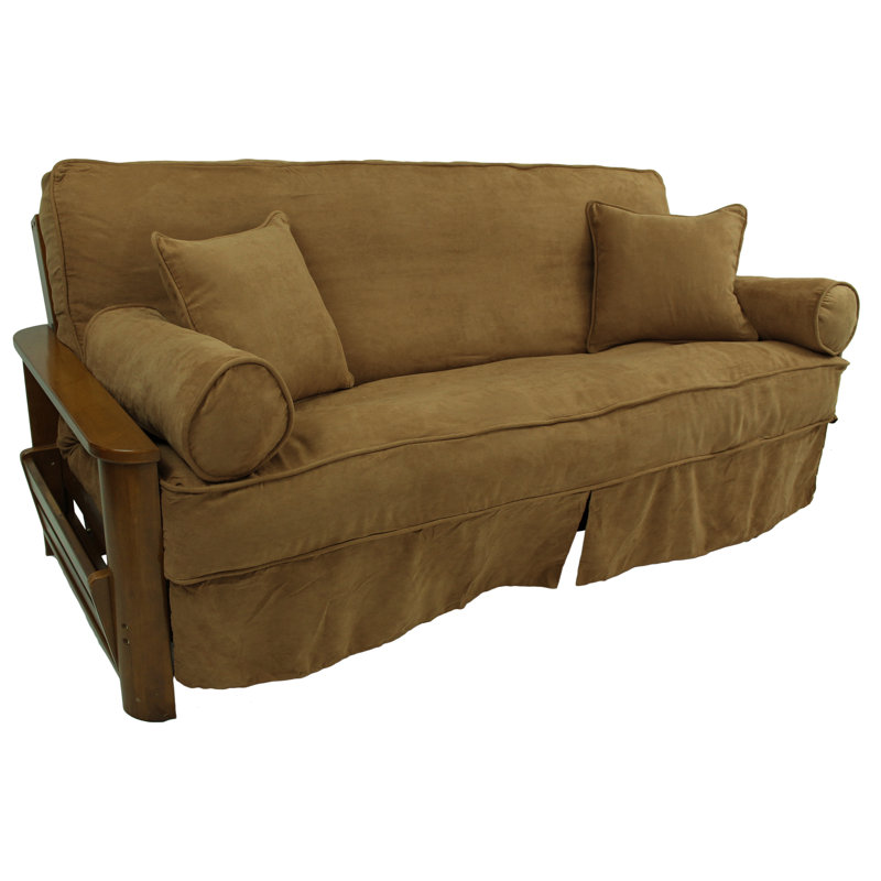 Ensemble de housse pour futon à coussins carrés/rectangulaires, Café