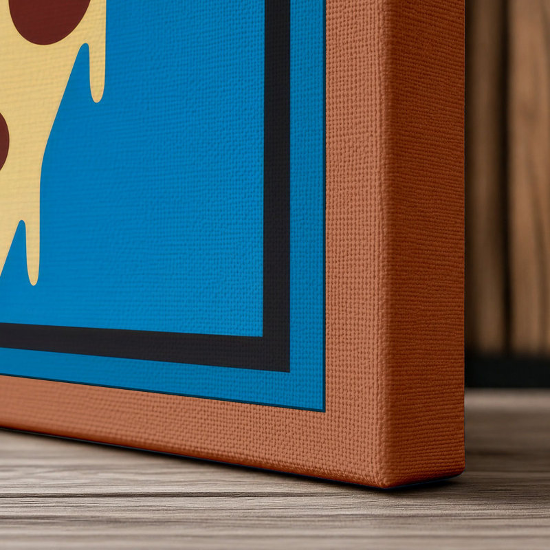 Pizza and Characters Retro - Wrapped Canvas, 36x24 - 91.4 x 61.0 cm, Terracotta Border