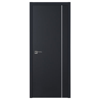 Glam G-Pro 005 Pre-Hung Soft Black Laminated Modern Interior Door 24in x 80in Left In-Swing