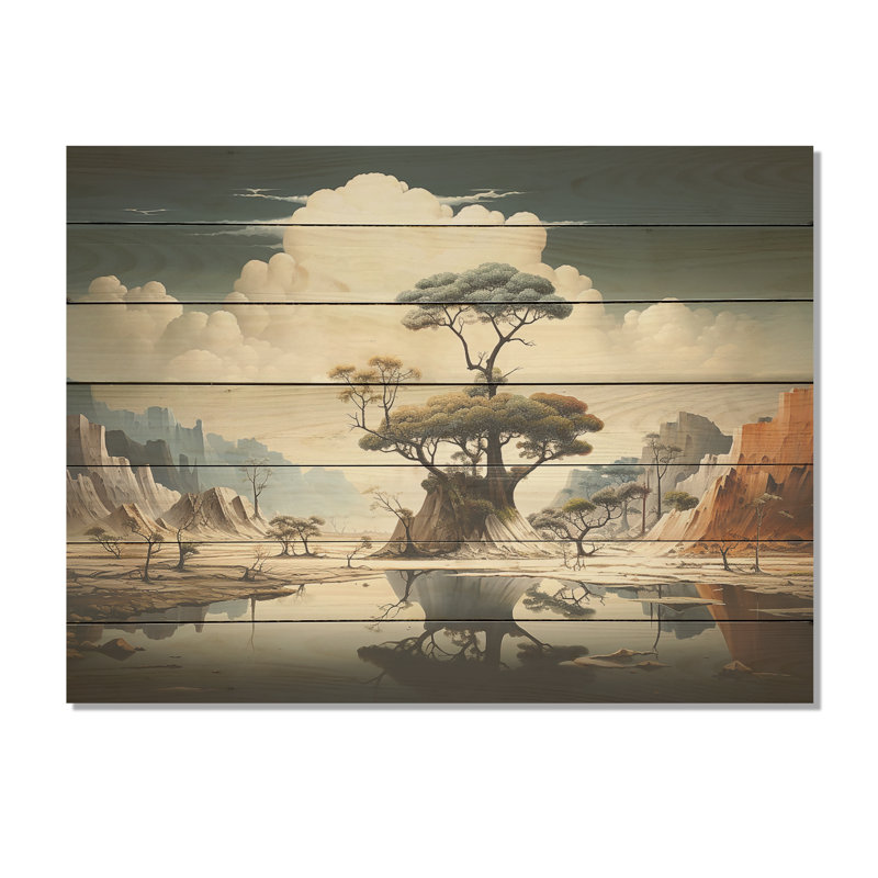 «Mind-Blowing», paysage abstrait sur bois, H 24 po x l 32 po