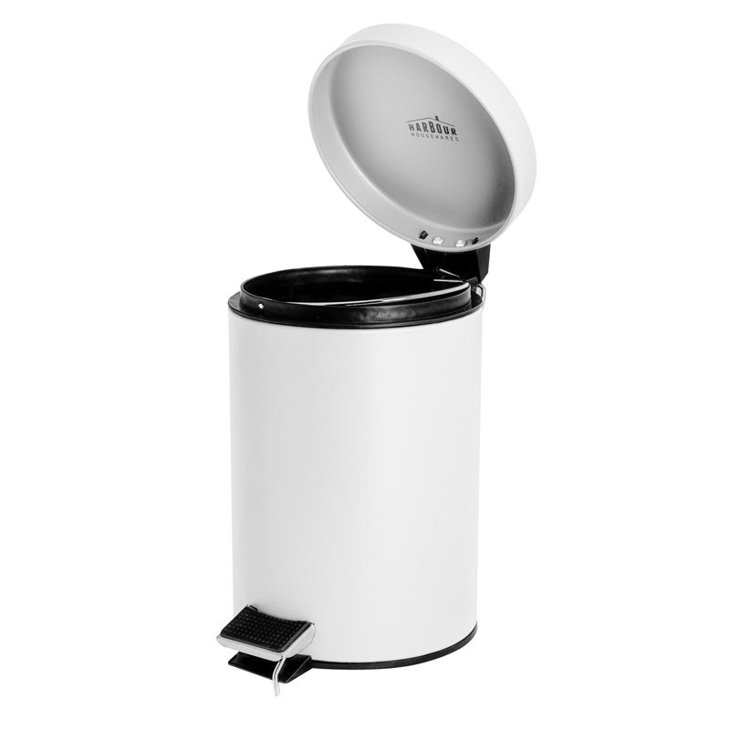 Harbour Housewares 3L Square Bathroom Pedal Bins, White