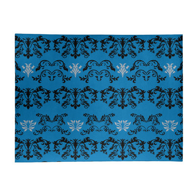 Tapis damassé bleu / noir