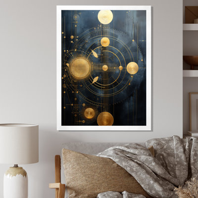 Ancienne sagesse d'Atlantis, rétro géométrie dorée sur toile