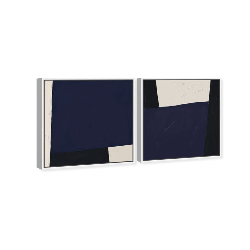 In Blue Set Canvas Abstract Print by Oliver Gal, Black Frame, 12 x 12, 21"H x 21"W, White Floater Frame