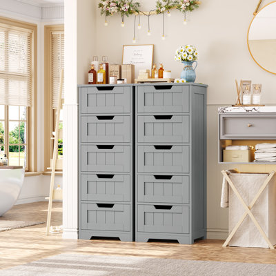 15.7" W X 40.1" H X 11.8" D Free-standing Linen Cabinet (set Of 2)