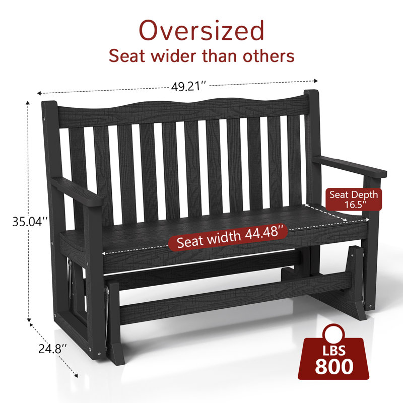 Banc oscillant d'extérieur 49,21 po, Noir