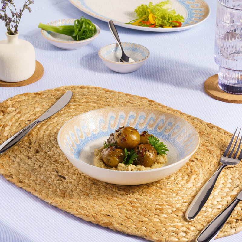 Assiettes à manger profondes en porcelaine moderne de qualité supérieure | Va au micro-ondes et au lave-vaisselle
