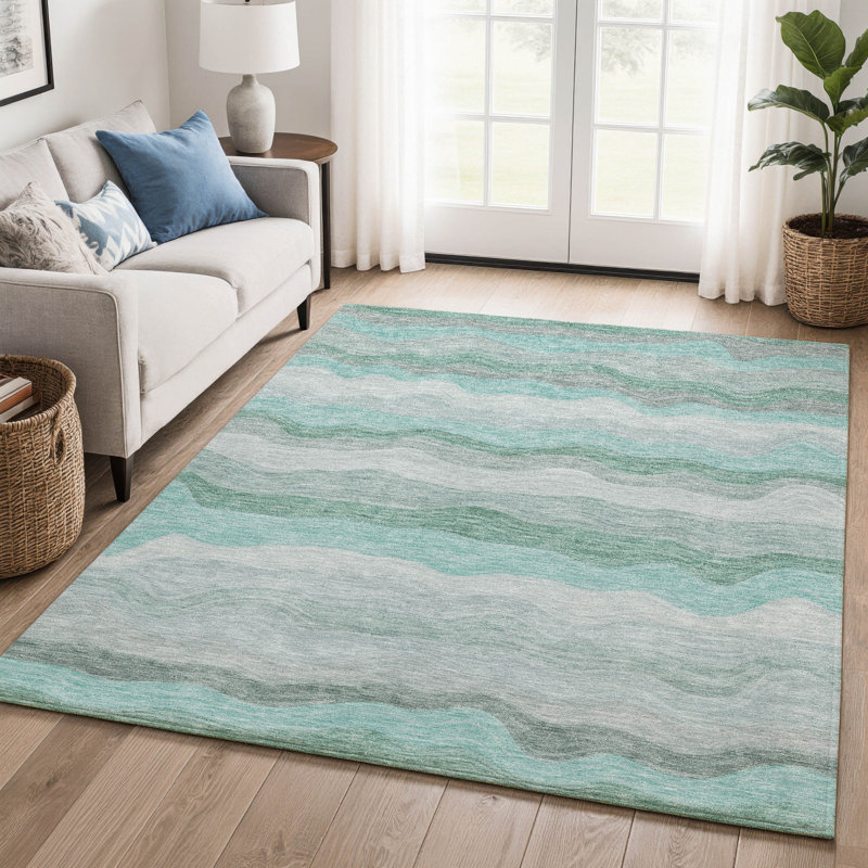 Tapis de qualité supérieure lavable à la machine Mayfield AMF2397, Sarcelle, 10 pi x 14 pi