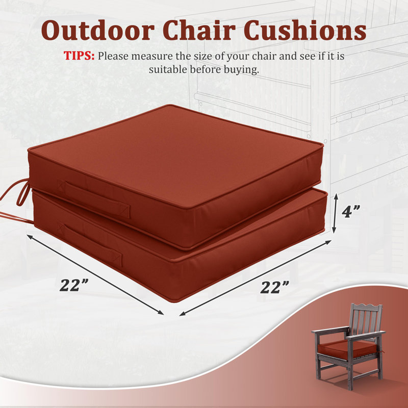 Outdoor 4” Seat Cushions And 22”X22” Outdoor Cushions Dining Seat Cushions , Terracotta