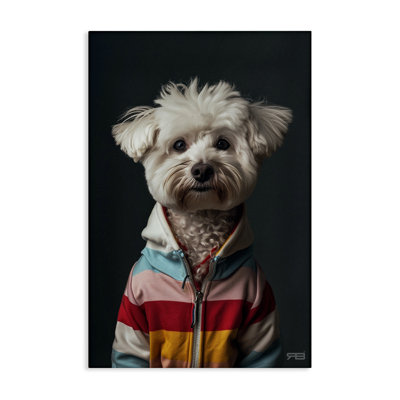 Terrier Dog with Windbreaker Canvas Wall Art by Roozbeh Bahramali