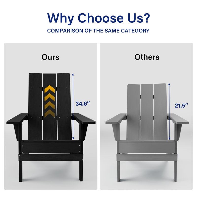 Westway Foldable Outdoor Adirondack Chair, Black