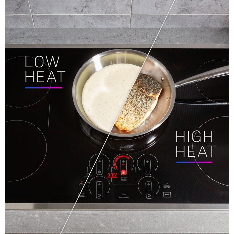 36" Induction Cooktop with 5 Elements, Black/Stainless Steel