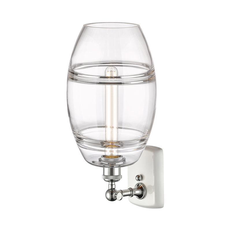 Bettylou Steel Armed Sconce, Clear, 10.88" H x 8" W x 8.13" D, White Polished Chrome